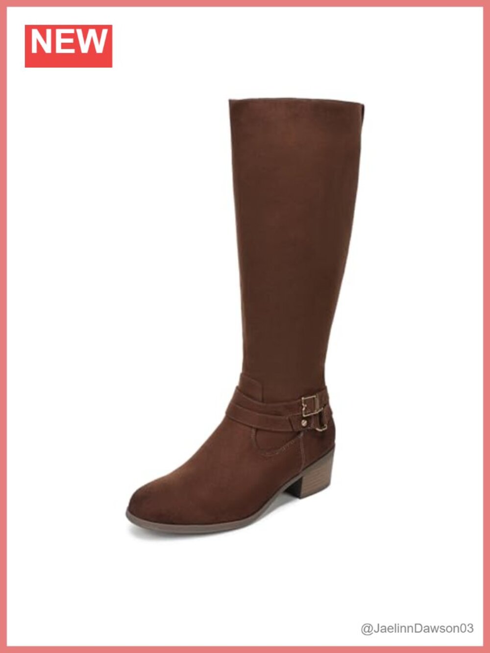 Knee-High Microfiber Boots with Block Heel and Side Zipper